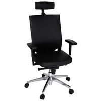 DREHSTUHL Lederlook Schwarz  - Schwarz/Alufarben, MODERN, Leder/Kunststoff (59/117/49cm) - MID.YOU