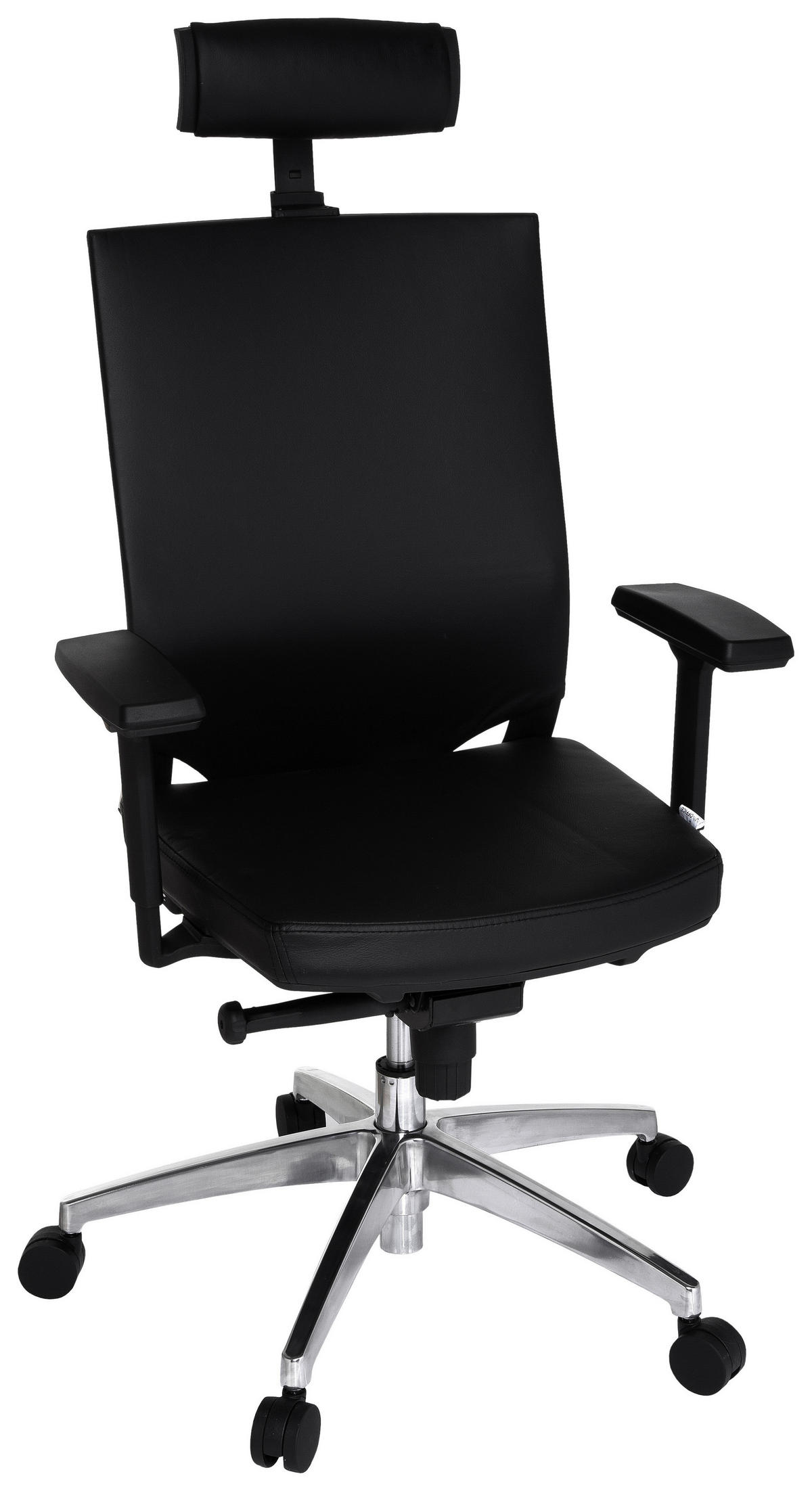 DREHSTUHL Lederlook Schwarz  - Schwarz/Alufarben, MODERN, Leder/Kunststoff (59/117/49cm) - MID.YOU