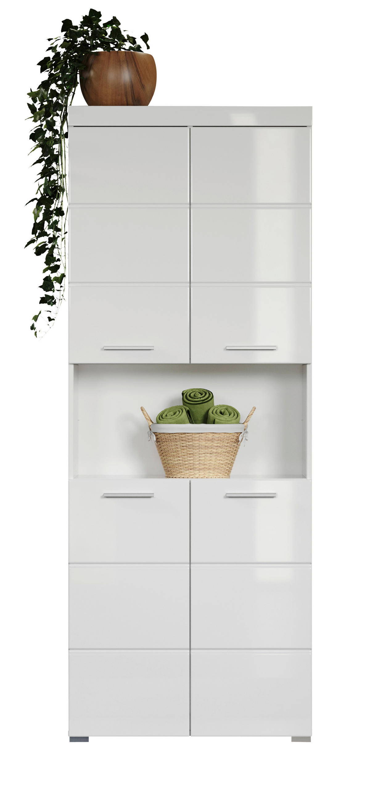 VYSOKÁ SKŘÍŇ, bílá, bílá, 73/190/31 cm - bílá/barvy stříbra, Moderní, kompozitní dřevo/plast (73/190/31cm) - MID.YOU