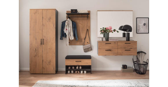 GARDEROBE 6-teilig in 300/200/38 cm - Eichefarben/Anthrazit, KONVENTIONELL, Holzwerkstoff (300/200/38cm) - Moderano