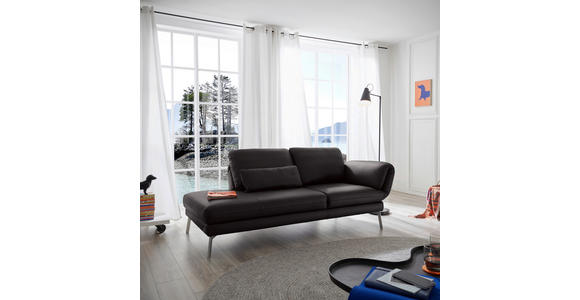 RÉCAMIERE in Echtleder Dunkelbraun - Chromfarben/Dunkelbraun, Design, Leder/Metall (209/85-109/95-16cm) - Dieter Knoll