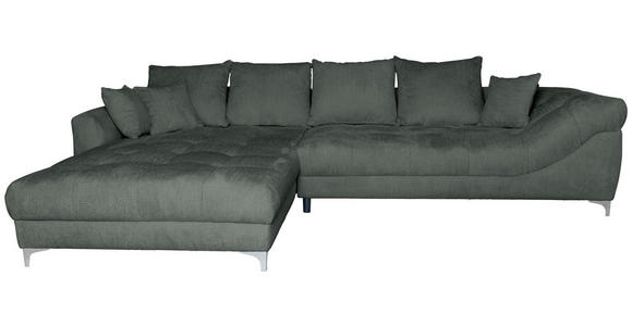 ECKSOFA Dunkelgrau Chenille Zierkissen, Rückenkissen, Rücken echt  - Chromfarben/Dunkelgrau, KONVENTIONELL, Textil/Metall (227/329cm) - Carryhome