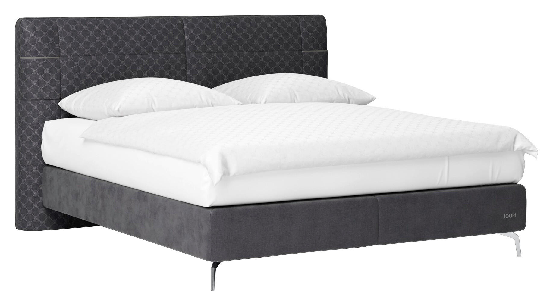 BOXSPRINGBETT 180/200 cm  in Grau  - Chromfarben/Grau, Design, Textil (180/200cm) - Joop!