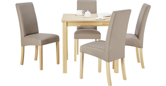 STUHL Lederlook Taupe - Taupe/Naturfarben, LIFESTYLE, Holz/Textil (42/95/57cm) - Carryhome