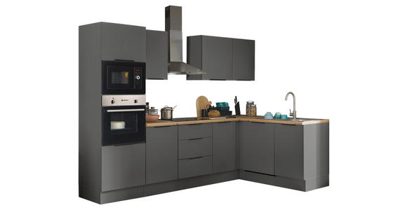 ECKKÜCHE 280/175 cm  in Graphitfarben  - Schwarz/Graphitfarben, Basics, Holzwerkstoff/Metall (280/175cm) - Xora