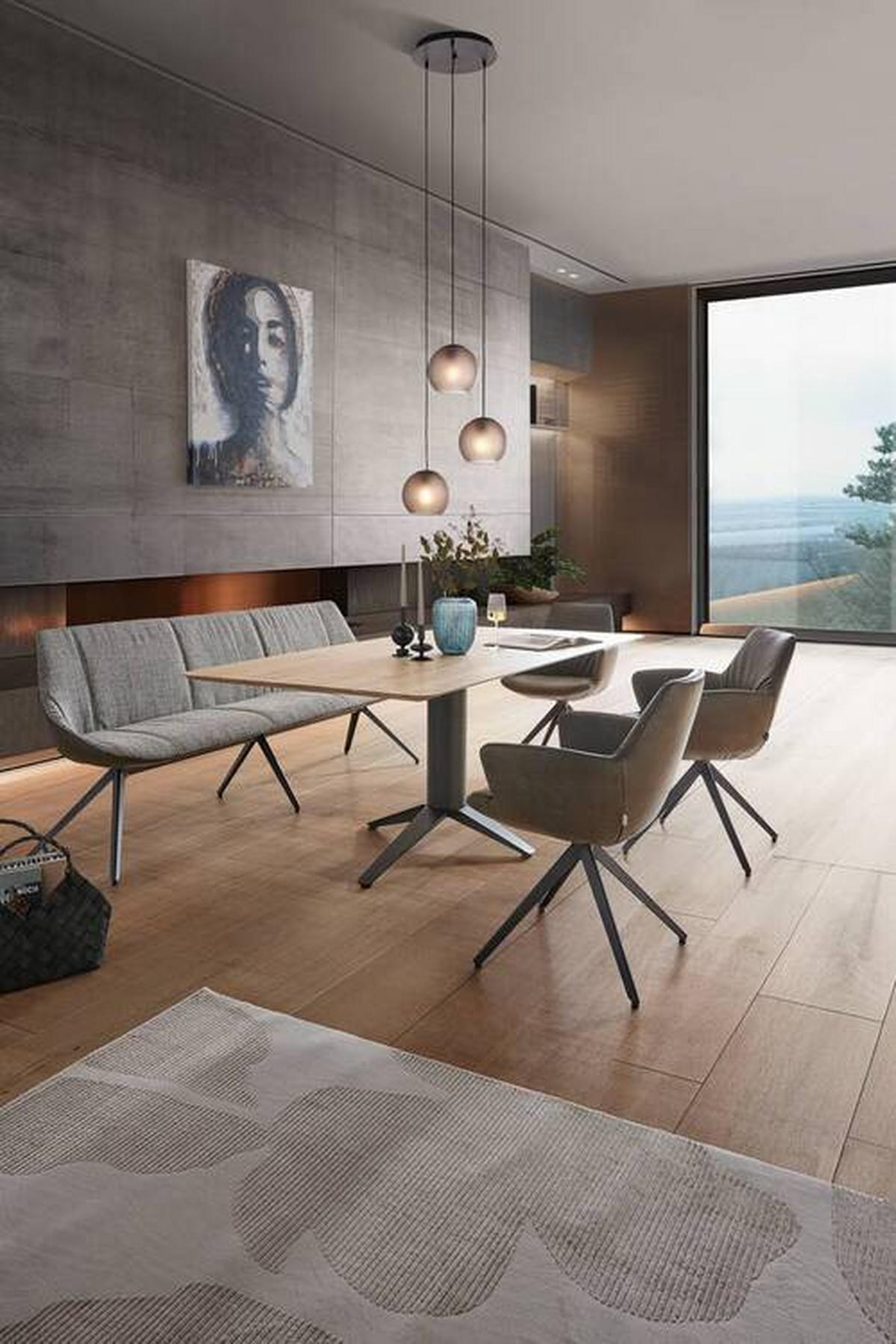 ESSTISCH in Holz, Metall 200/100/75 cm  - Eiche Bianco/Anthrazit, Design, Holz/Metall (200/100/75cm) - Bert Plantagie