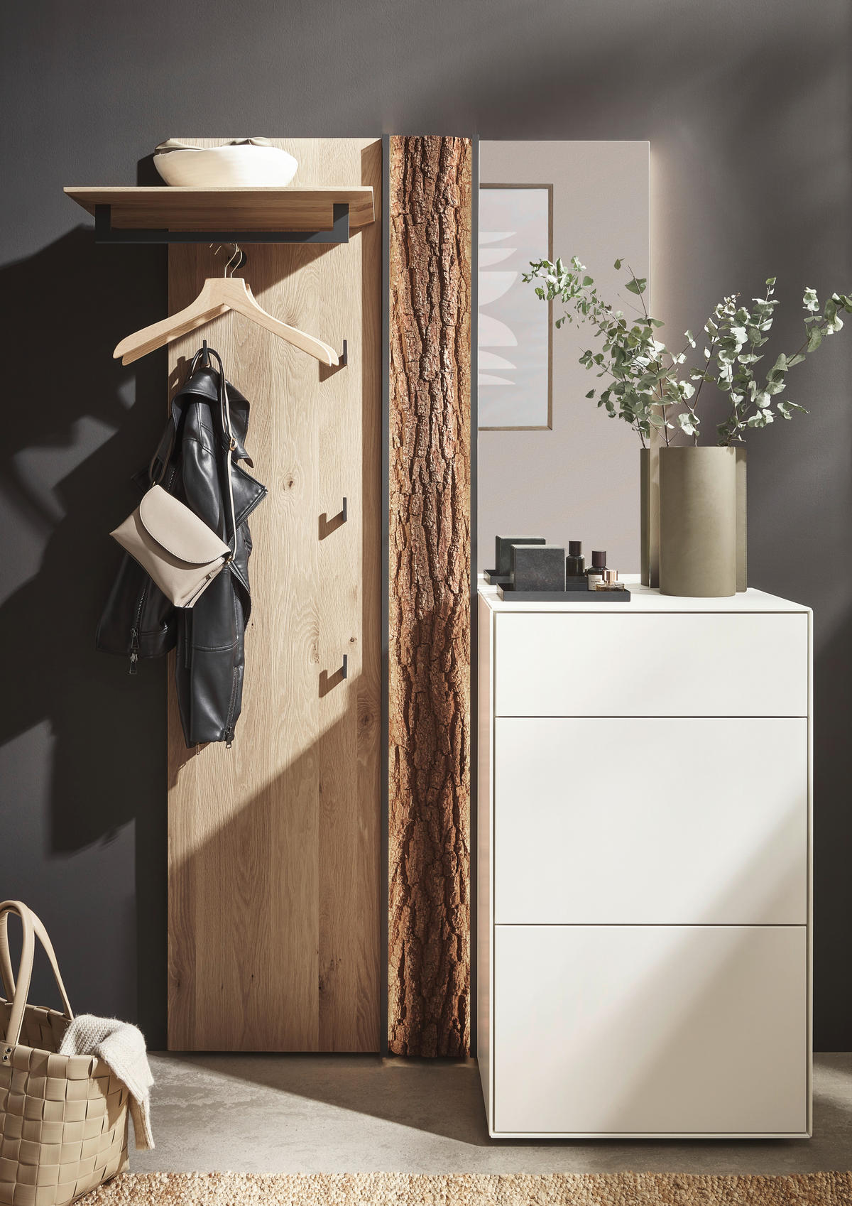 GARDEROBENPANEEL  in 79/196/35 cm  - Eichefarben/Dunkelbraun, Design, Holz/Metall (79/196/35cm) - Johann Jakob