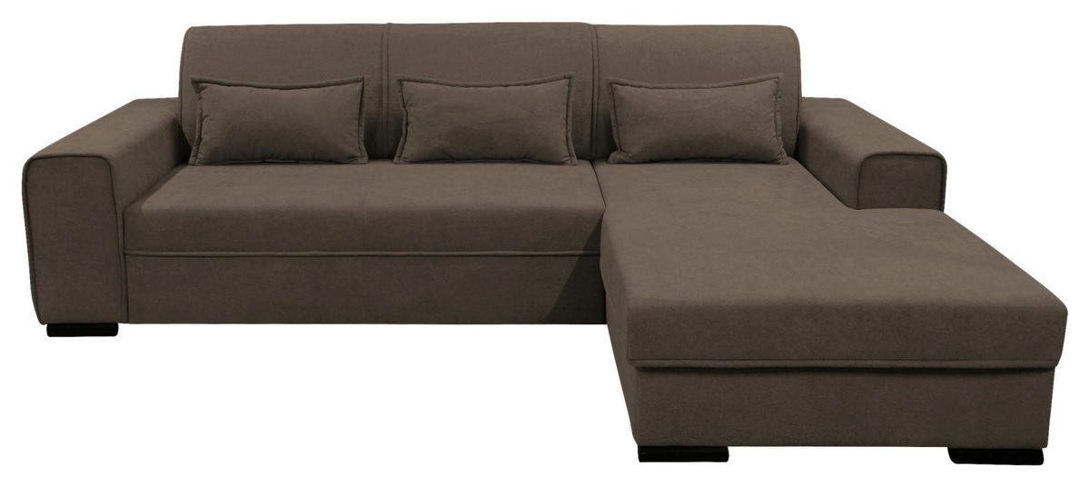 ECKSOFA in Struktur, Bouclé Braun  - Schwarz/Braun, Design, Kunststoff/Textil (270/175cm) - MID.YOU