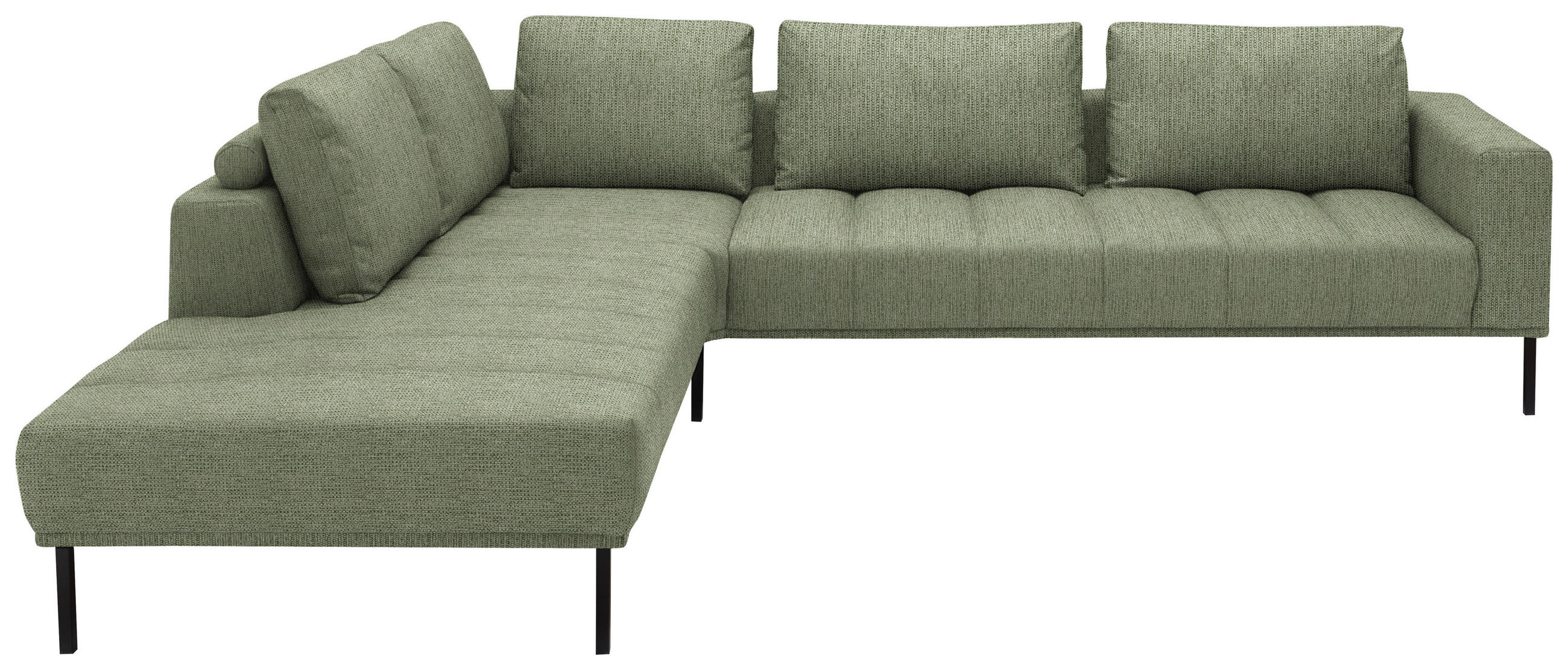 ECKSOFA Flachgewebe Olivgrün  - Schwarz/Olivgrün, Design, Textil/Metall (270/308cm) - Pure Home Lifestyle