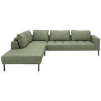 ECKSOFA Flachgewebe Olivgrün  - Schwarz/Olivgrün, Design, Textil/Metall (270/308cm) - Pure Home Lifestyle