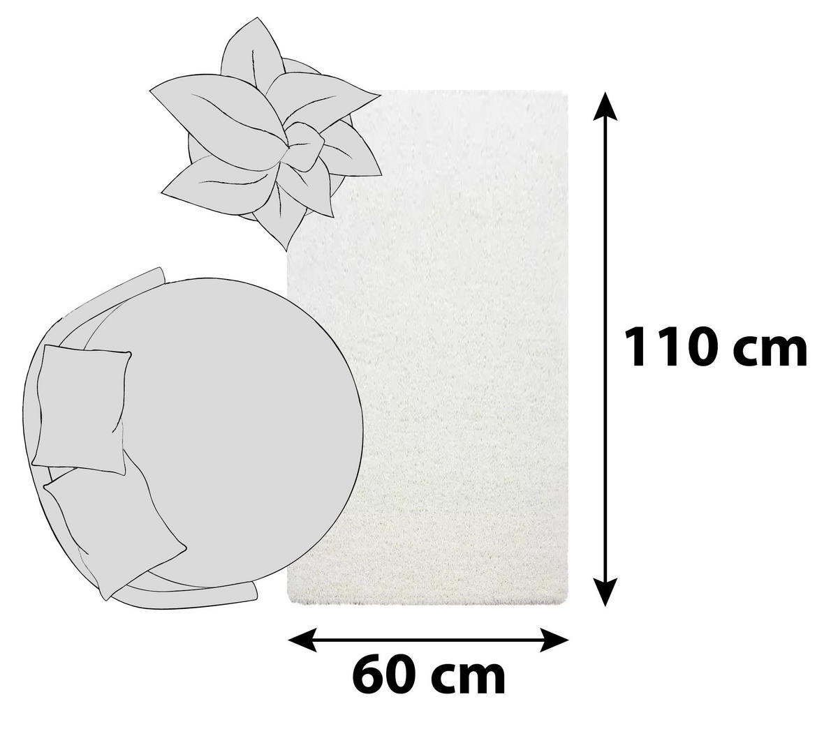 HOCHFLORTEPPICH 60/110 cm Dream 4000 Creme  - Creme, KONVENTIONELL, Textil (60/110cm) - Novel