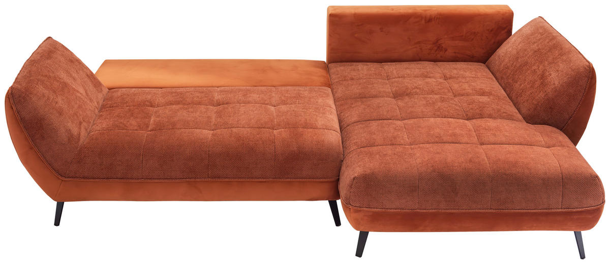 ECKSOFA in Struktur Rostfarben  - Rostfarben/Schwarz, Design, Textil/Metall (282/187cm) - Livetastic