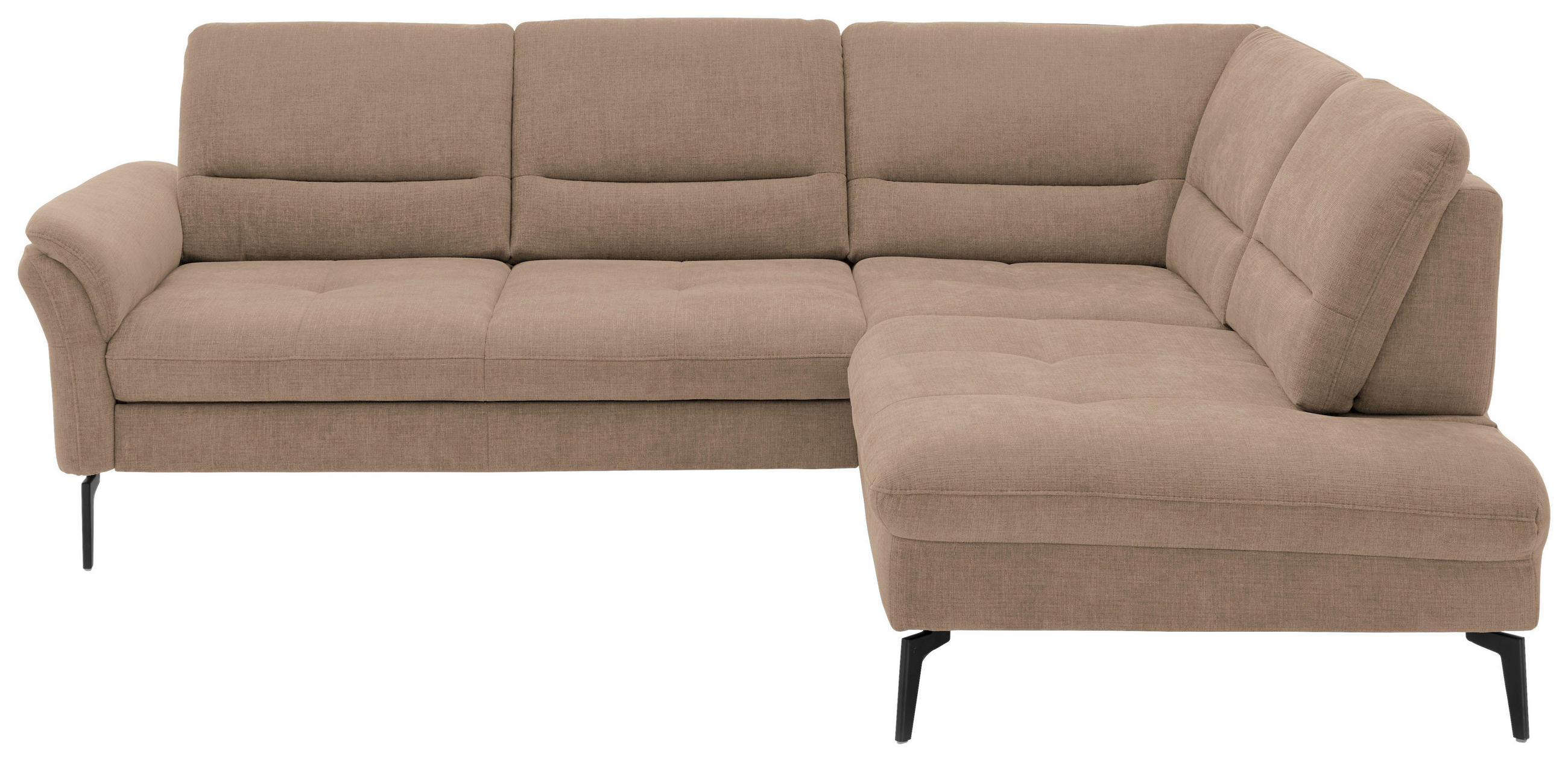 ECKSOFA in Webstoff Hellbraun  256/206 cm  - Hellbraun/Schwarz, Design, Textil/Metall (256/206cm) - Beldomo System