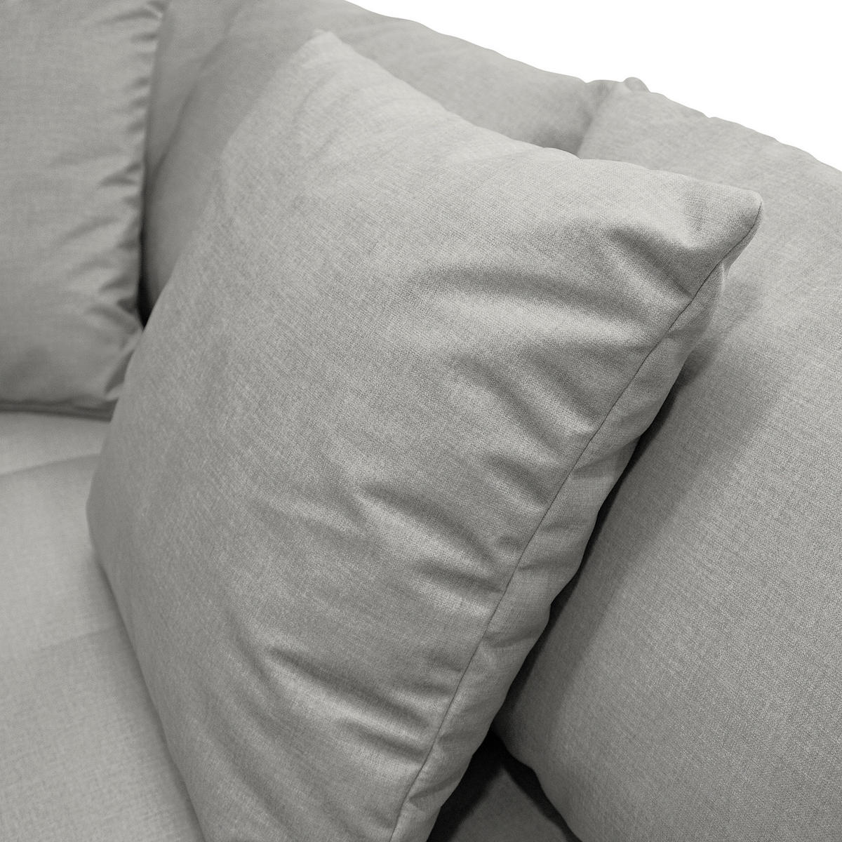 Ecksofa inkl. Hocker Grau Mikrofaser  - Schwarz/Grau, Design, Holz/Textil (247/174cm) - MID.YOU