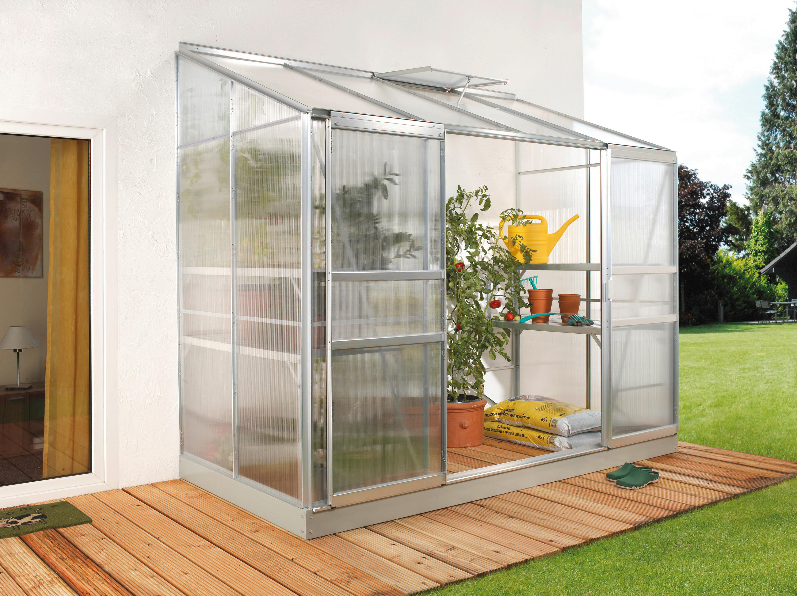 Anlehn-Gewächshausbausatz Ida 3300 Hkp 4mm, Alu