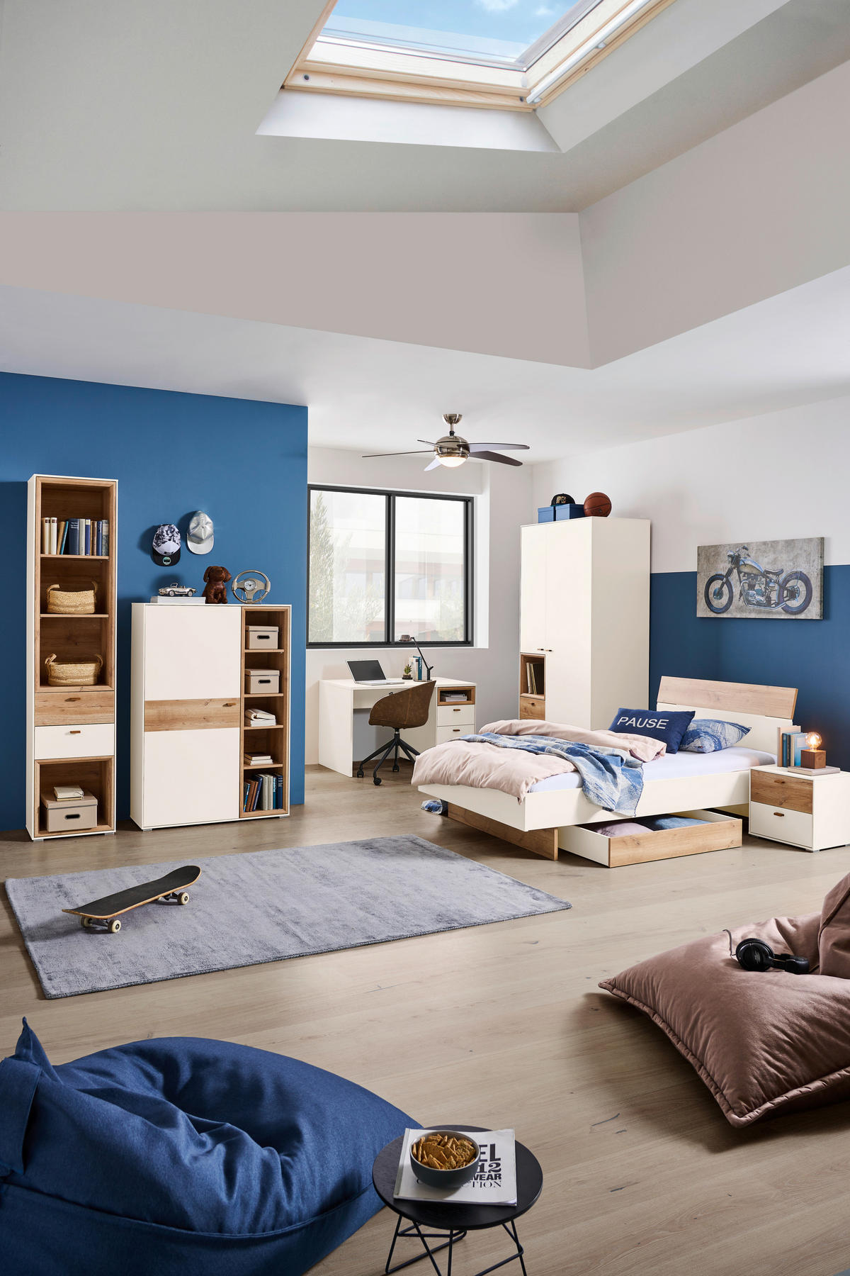 BETT 120/200 cm  in Weiss, Eiche Artisan   - Weiss/Eichefarben, Modern, Holzwerkstoff (120/200cm) - Hom`in