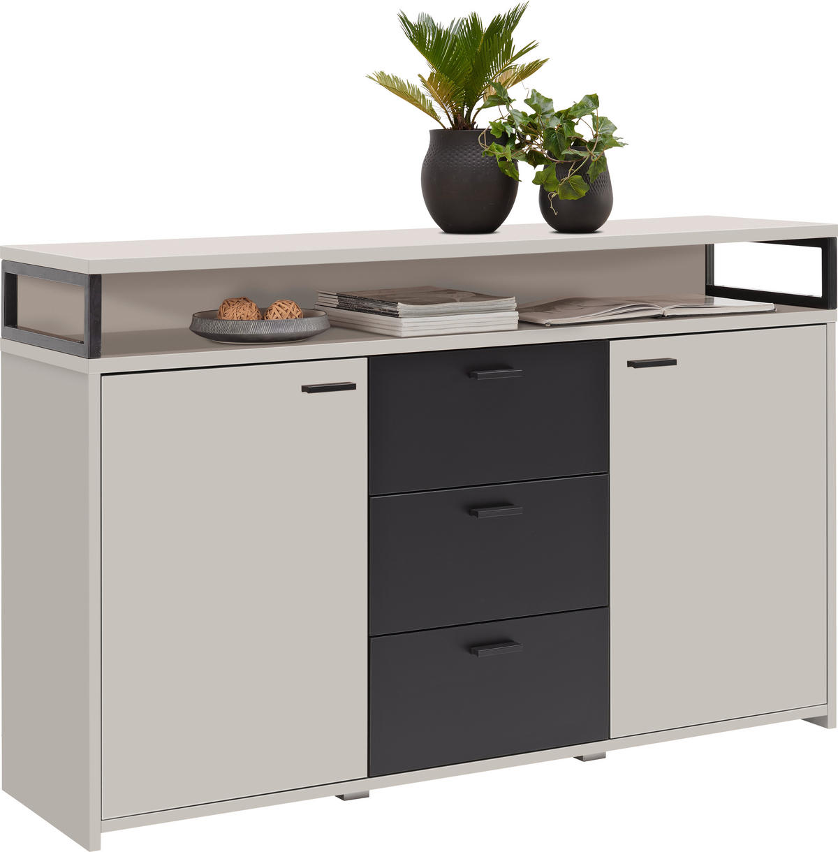 KOMODA   134/87,8/38 cm   crna, kašmir  - kašmir/crna, Konvencionalno, drvni materijal/plastika (134/87,8/38cm)