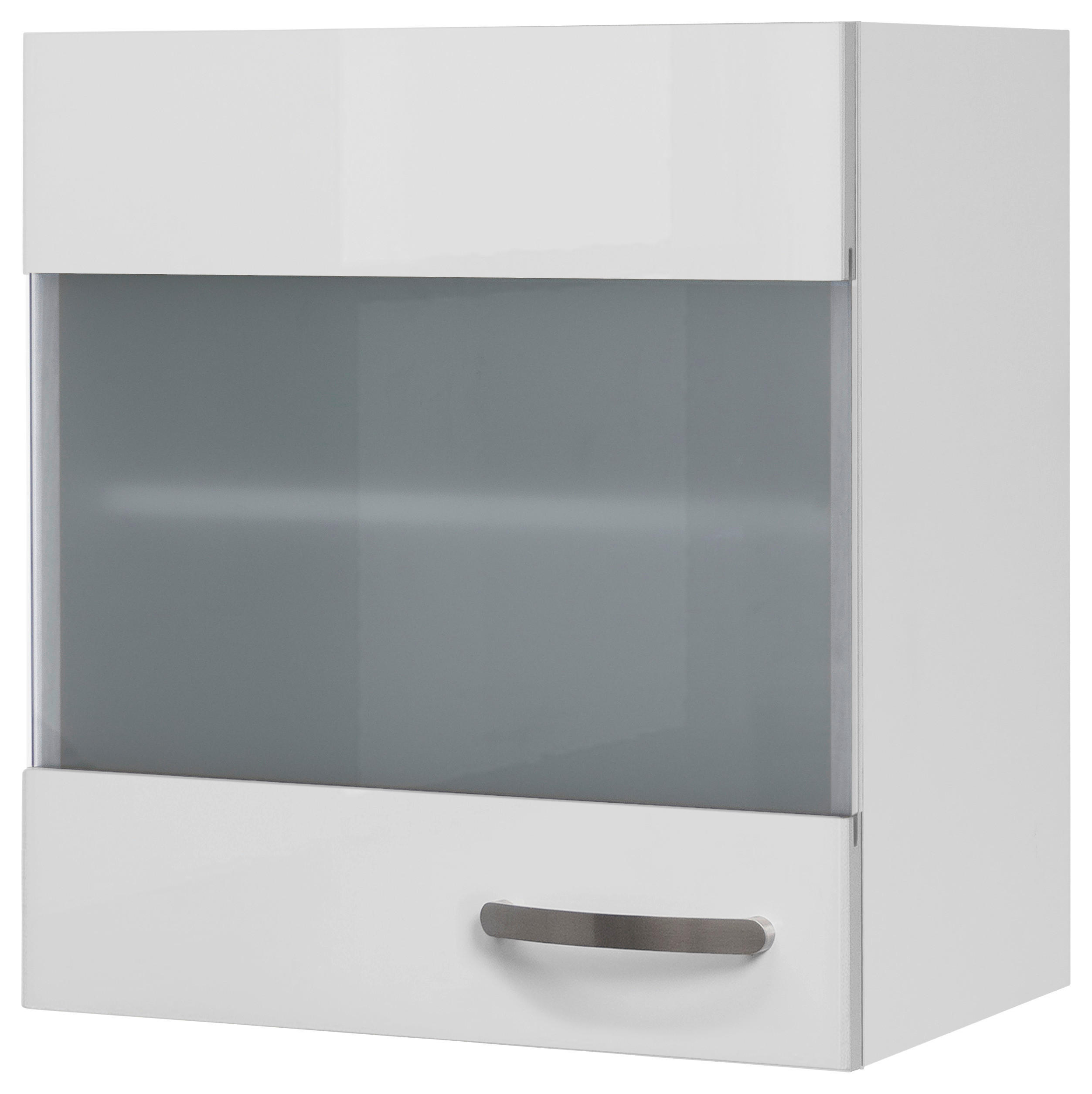 Küchenoberschrank Alba B: 50 cm Weiß 1 Drehtür mit Glas