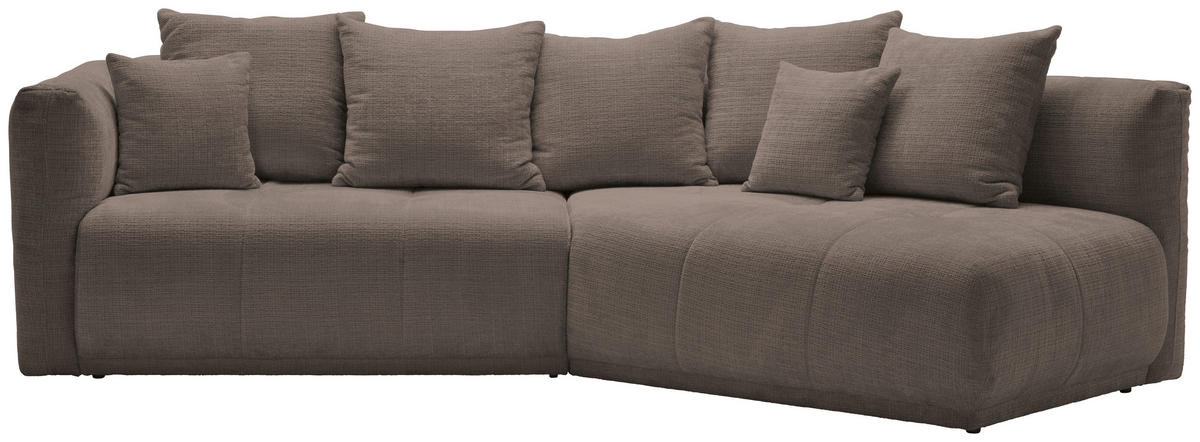 ECKSOFA in Chenille Taupe  - Taupe/Schwarz, Modern, Kunststoff/Textil (315/180cm) - Hom`in