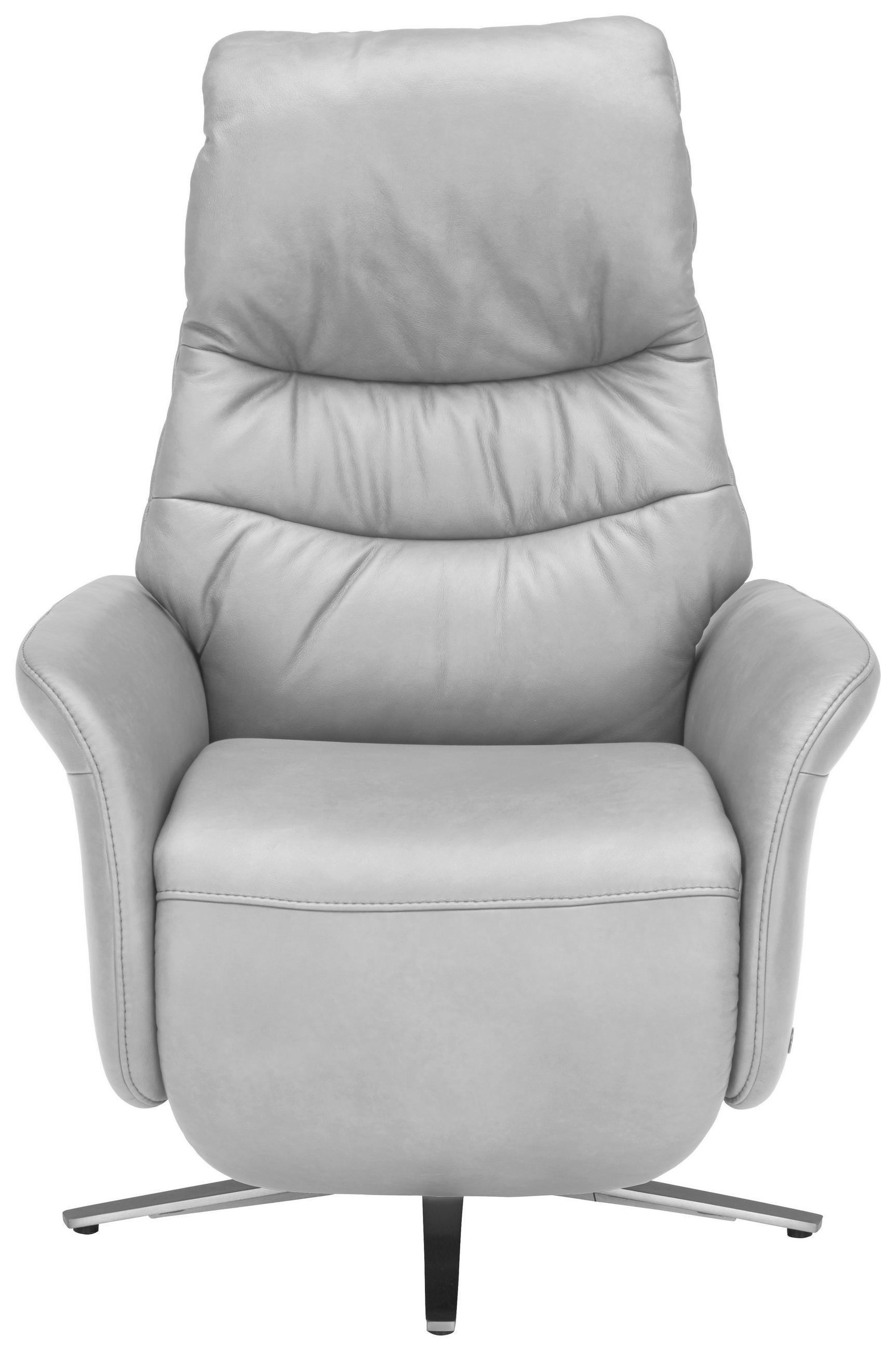 RELAXSESSEL in Leder Hellgrau  - Edelstahlfarben/Hellgrau, Design, Leder/Metall (78/117/89cm) - Himolla Komfortklass