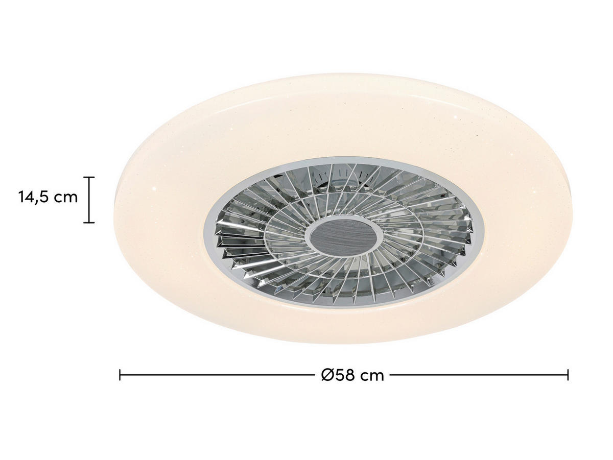 DECKENVENTILATOR - Chromfarben/Weiß, Trend, Kunststoff/Metall (58/14,5cm) - Mican