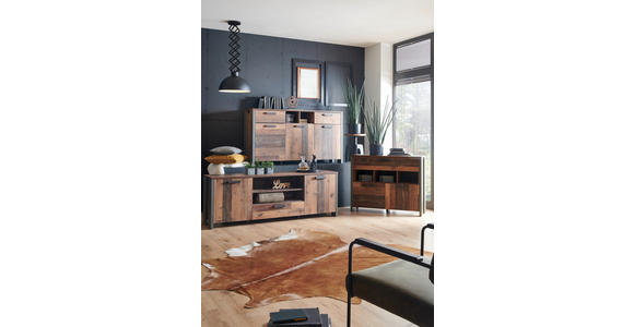 SIDEBOARD 156,4/88,5/41,3 cm  - Dunkelgrau/Dunkelbraun, Trend, Holzwerkstoff/Kunststoff (156,4/88,5/41,3cm) - Carryhome