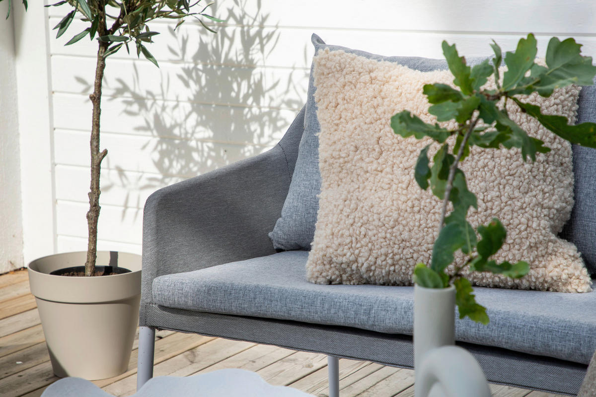 LOUNGEGARNITUR Aluminium  - Weiß/Grau, KONVENTIONELL, Glas/Textil - Gardenson