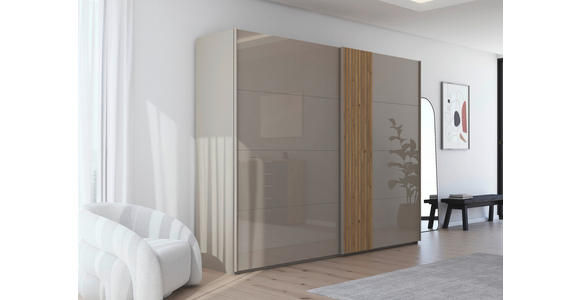 SCHWEBETÜRENSCHRANK 281/223/68 cm 2-türig Eichefarben, Fango - Fango/Eichefarben, Design, Glas/Holzwerkstoff (281/223/68cm) - Novel