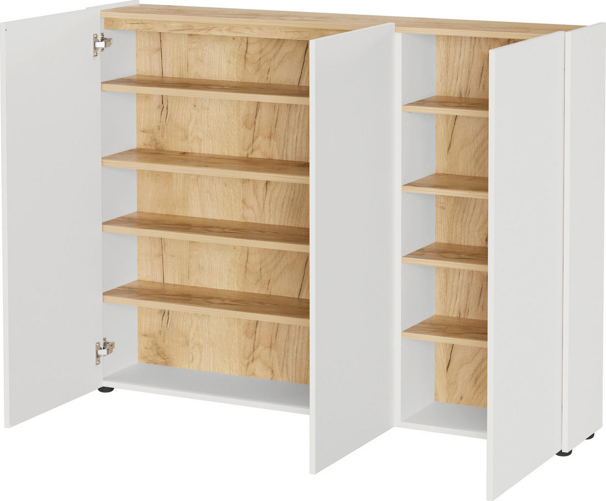 SCHUHSCHRANK Eichefarben, Kaschmir  - Kaschmir/Eichefarben, Design, Holzwerkstoff/Kunststoff (138/105/25cm)