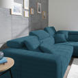 ECKSOFA in Mikrofaser Blau  - Chromfarben/Blau, Design, Textil/Metall (301/207cm) - Xora