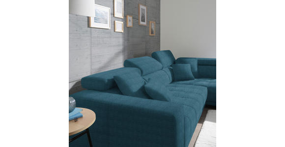 ECKSOFA in Mikrofaser Blau  - Chromfarben/Blau, Design, Textil/Metall (301/207cm) - Xora