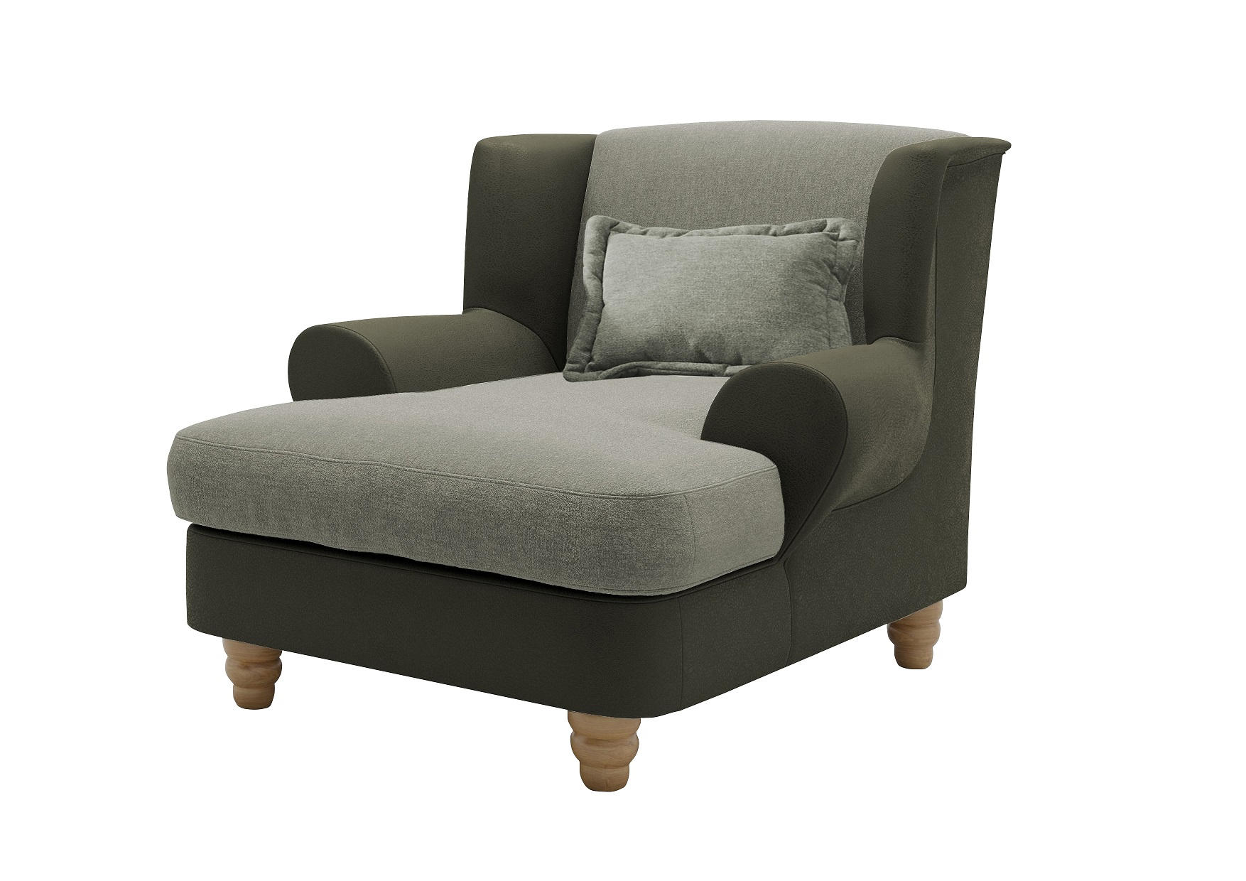 BIG SESSEL Chenille, Mikrofaser Grün, Hellgrün - Wildeiche/Hellgrün, MODERN, Holz/Textil (124/104/150cm) - Livetastic
