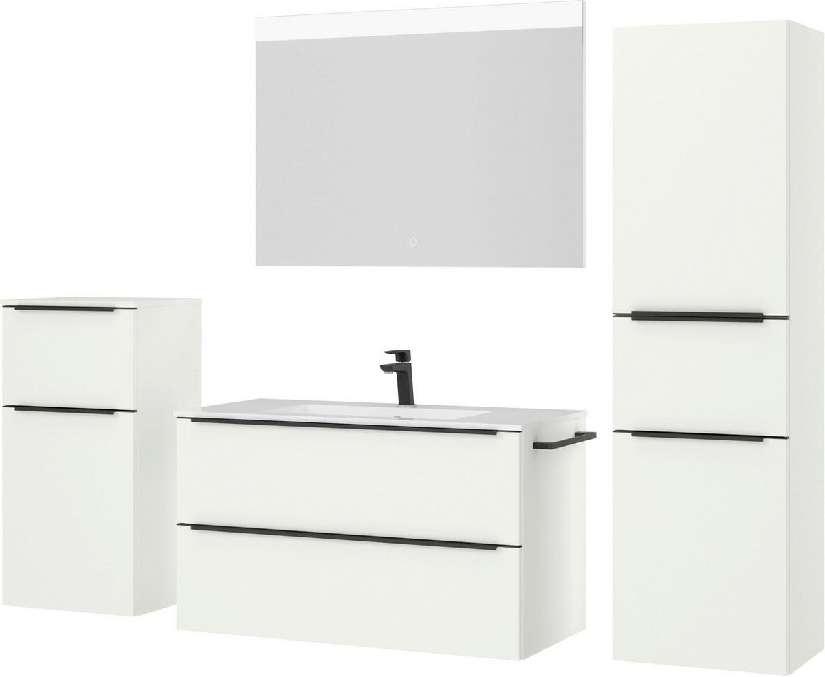 BADEZIMMER 5-teilig  in 191 cm  - Schwarz/Weiß, MODERN, Glas/Holzwerkstoff (191cm) - Nobilia