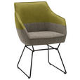 ARMLEHNSTUHL  in Flachgewebe Echtleder naturbelassen  - Beige/Limette, Design, Leder/Textil (62/85/67cm) - Ambiente