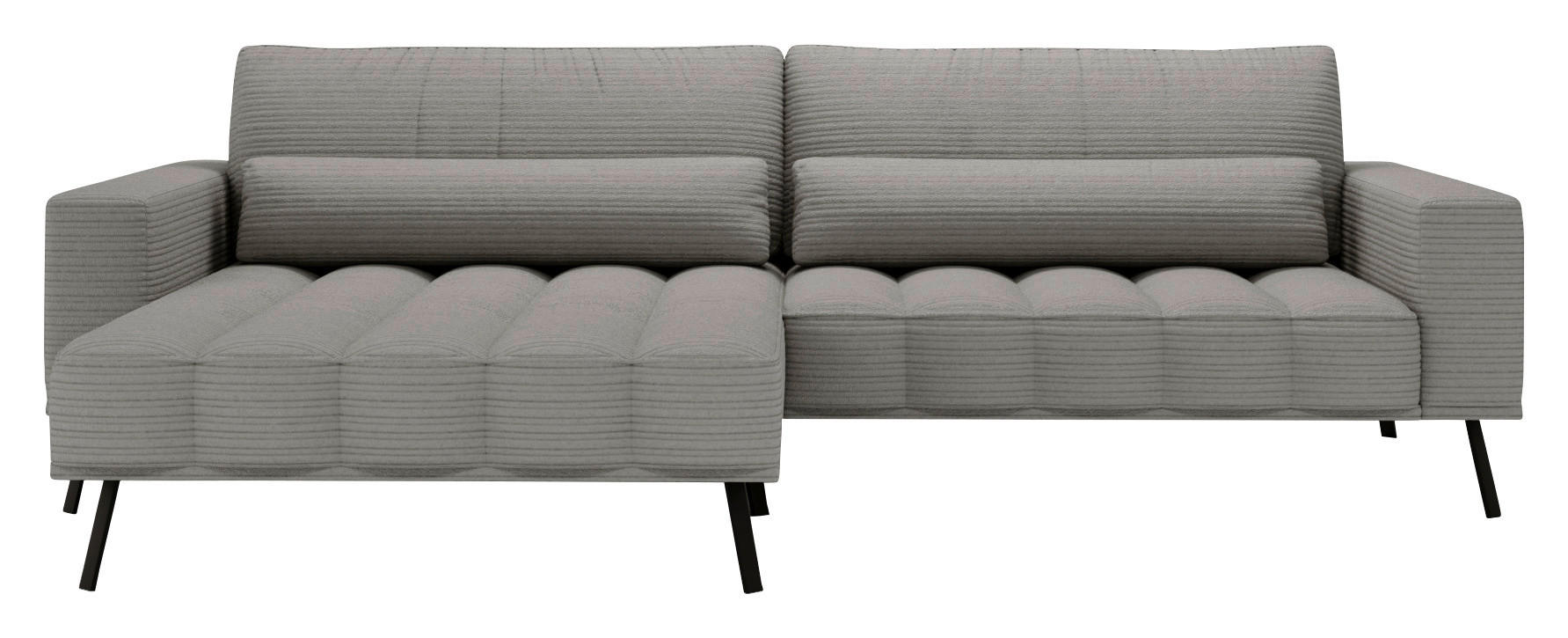 ECKSOFA Grau Cord  - Schwarz/Grau, Design, Textil/Metall (204/291cm) - Lomoco
