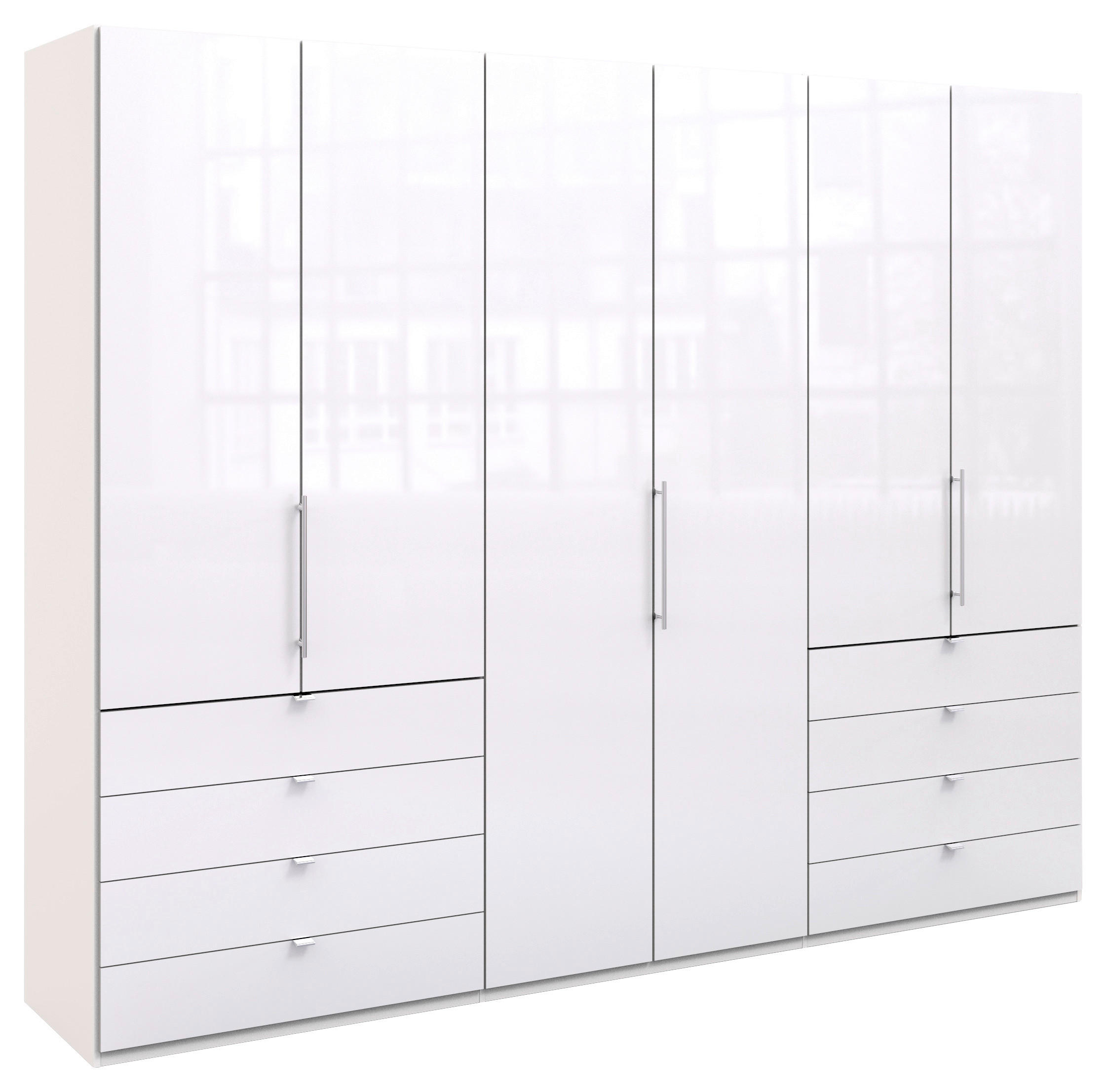 FALTTÜRENSCHRANK 300/236/58 cm 3-türig Weiß  - Chromfarben/Weiß, KONVENTIONELL, Glas/Holzwerkstoff (300/236/58cm) - Venda