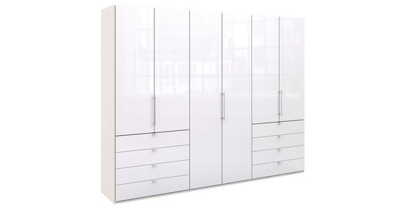 FALTTÜRENSCHRANK 300/236/58 cm 3-türig Weiß  - Chromfarben/Weiß, KONVENTIONELL, Glas/Holzwerkstoff (300/236/58cm) - Venda