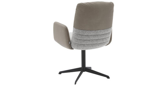 ARMLEHNSTUHL in Stahl Flachgewebe Echtleder pigmentiert - Hellgrau/Schwarz, Design, Leder/Textil (64/93/69cm) - Dieter Knoll