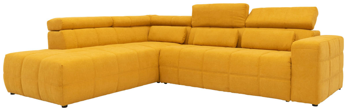 ECKSOFA Orange Mikrofaser  - Schwarz/Orange, Design, Kunststoff/Textil (228/275cm) - MID.YOU