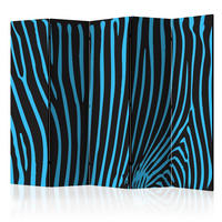 Paravent doppeltseitig mit 5  Flügel - Blau/Schwarz, Basics, Holz/Textil (225/172/3cm) - artgeist