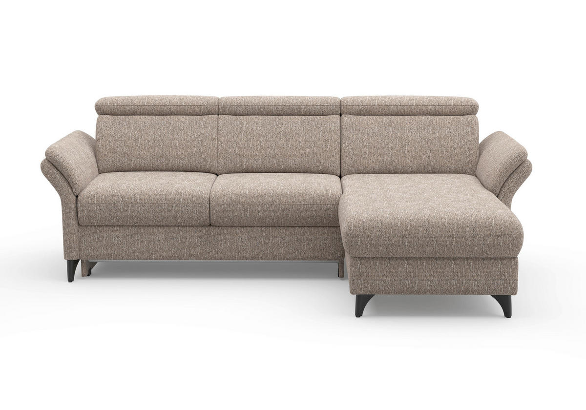 ECKSOFA GLENDALE E in Chenille Cappuccino  253/166 cm  - Schwarz/Cappuccino, KONVENTIONELL, Textil/Metall (253/166cm) - Sit & More