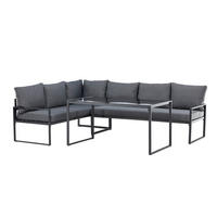 LOUNGEGARNITUR Stahl  - Schwarz/Grau, MODERN, Glas/Textil (241/66/69cm) - Gardenson