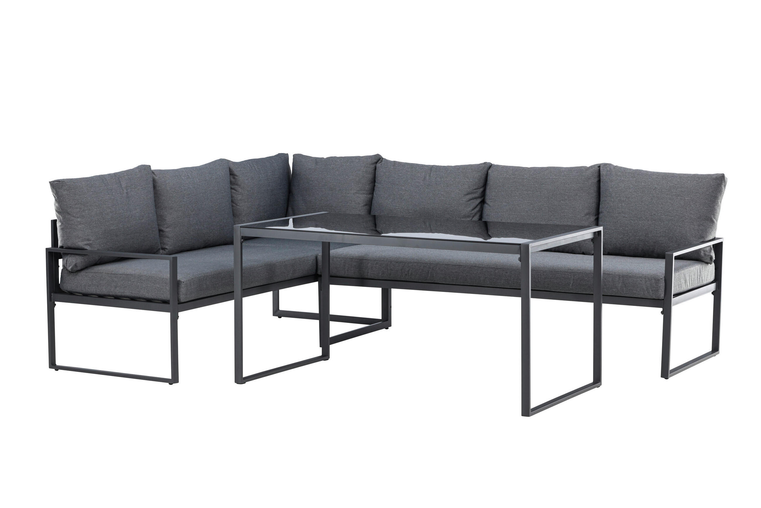 Gardenson Loungegarnitur Grau, Schwarz 241x66x69 cm