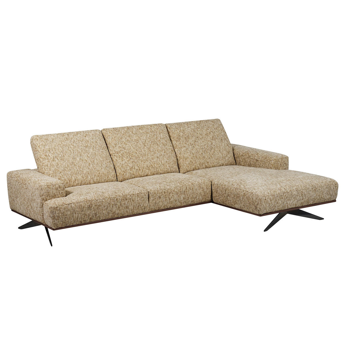 ECKSOFA Struktur Hellbraun  - Hellbraun/Schwarz, Design, Holz/Textil (295/187cm) - Livetastic