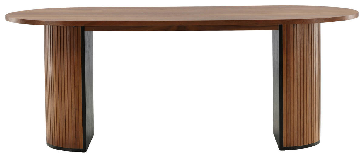 ESSTISCH furniert oval Naturfarben, Schwarz  - Schwarz/Naturfarben, Design, Holz/Holzwerkstoff (200/90/75cm) - Livetastic