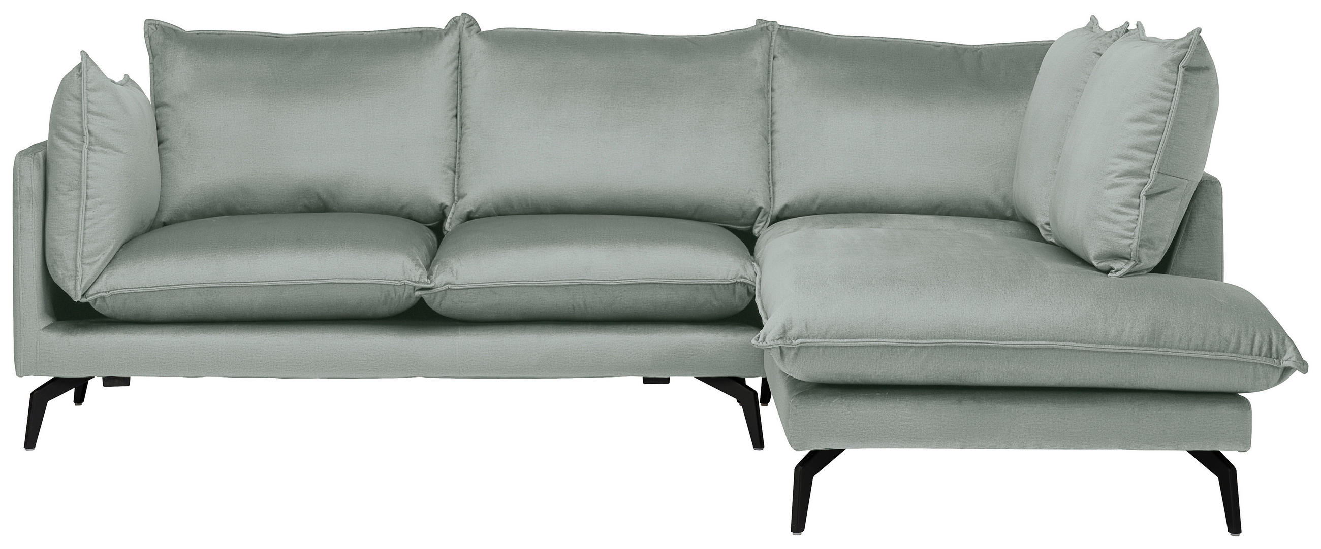 ECKSOFA in Samt Hellgrau  241/200 cm  - Hellgrau/Schwarz, Design, Textil/Metall (241/200cm) - Carryhome