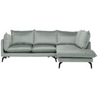 ECKSOFA in Samt Hellgrau  241/200 cm  - Hellgrau/Schwarz, Design, Textil/Metall (241/200cm) - Carryhome