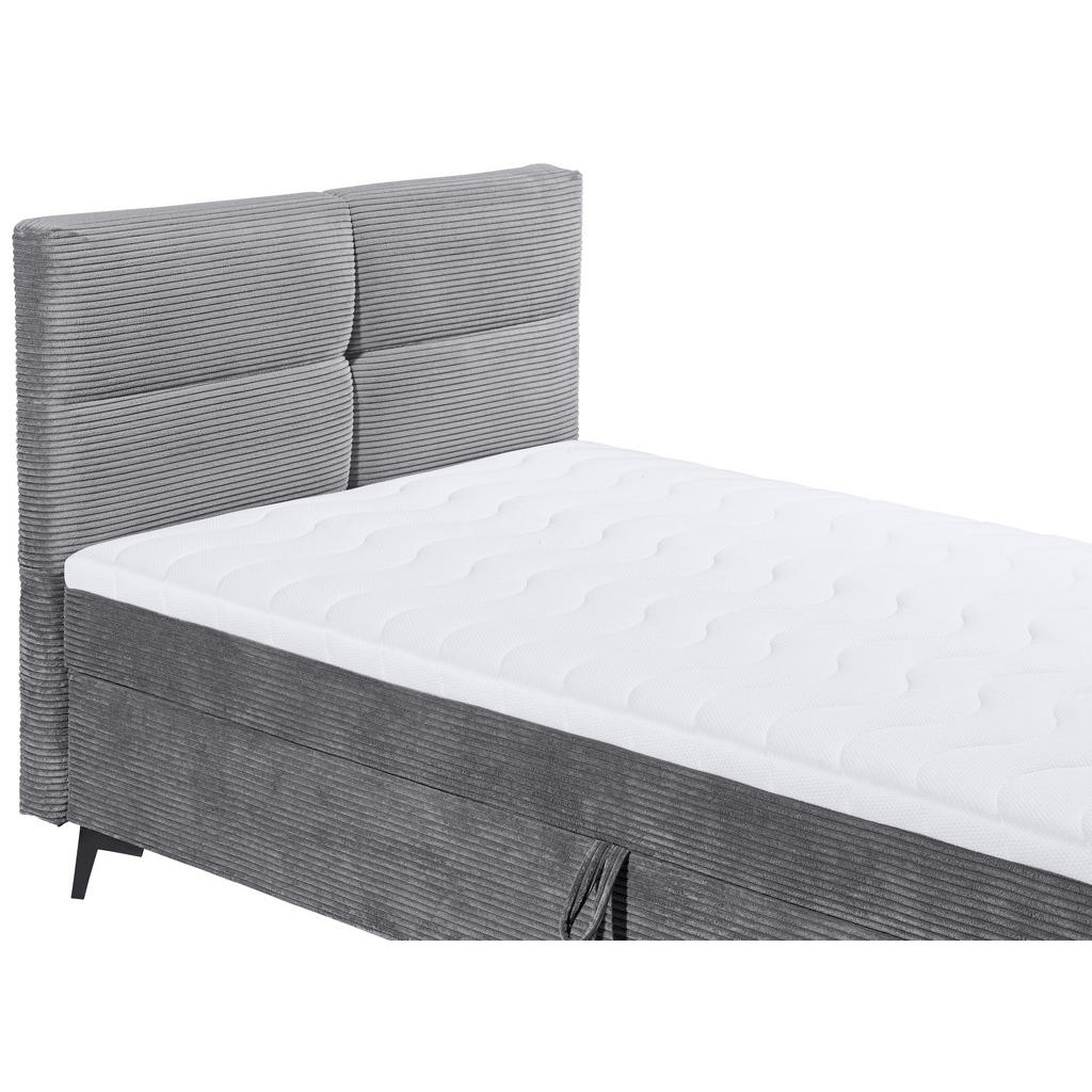 Thumbnail - Mid.you Boxbett Andon 1 BB BK 120, Grau, Textil, H2, Höhe ca. 16 cm, 120x200 cm, Bettkasten, gepolstertes Kopfteil, Schl...