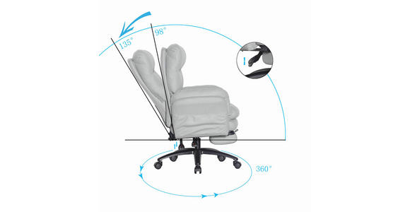 CHEFSESSEL Mikrofaser Schwarz, Hellgrau  - Hellgrau/Schwarz, Design, Kunststoff/Textil (79/101-109/74cm) - Venda