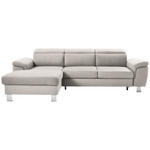 ECKSOFA in Webstoff Ecru  167/250 cm  - Ecru/Silberfarben, Design, Textil/Metall (167/250cm) - Xora